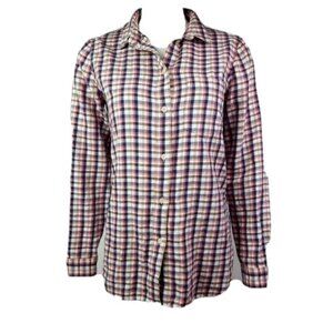 Madewell Button Down Shirt Top Womens Size S Small Pink Tan White Blue Plaid